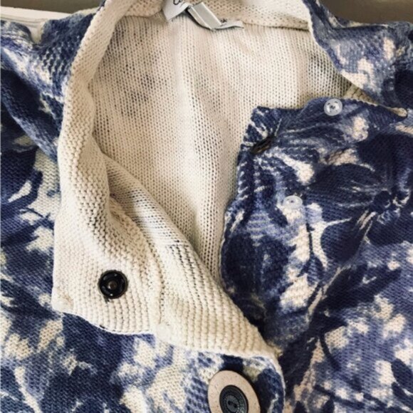 Coldwater Creek Cotton Floral Print Wood Button Cardigan Sweater Top Cottagecore - Picture 5 of 16